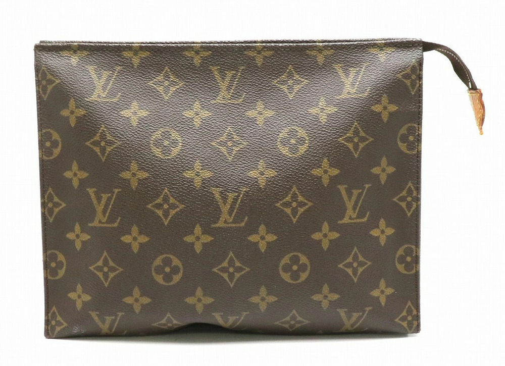 Louis Vuitton Monogram Pochette Souffl Pouch Shoulder Bag Canvas Leather Brown